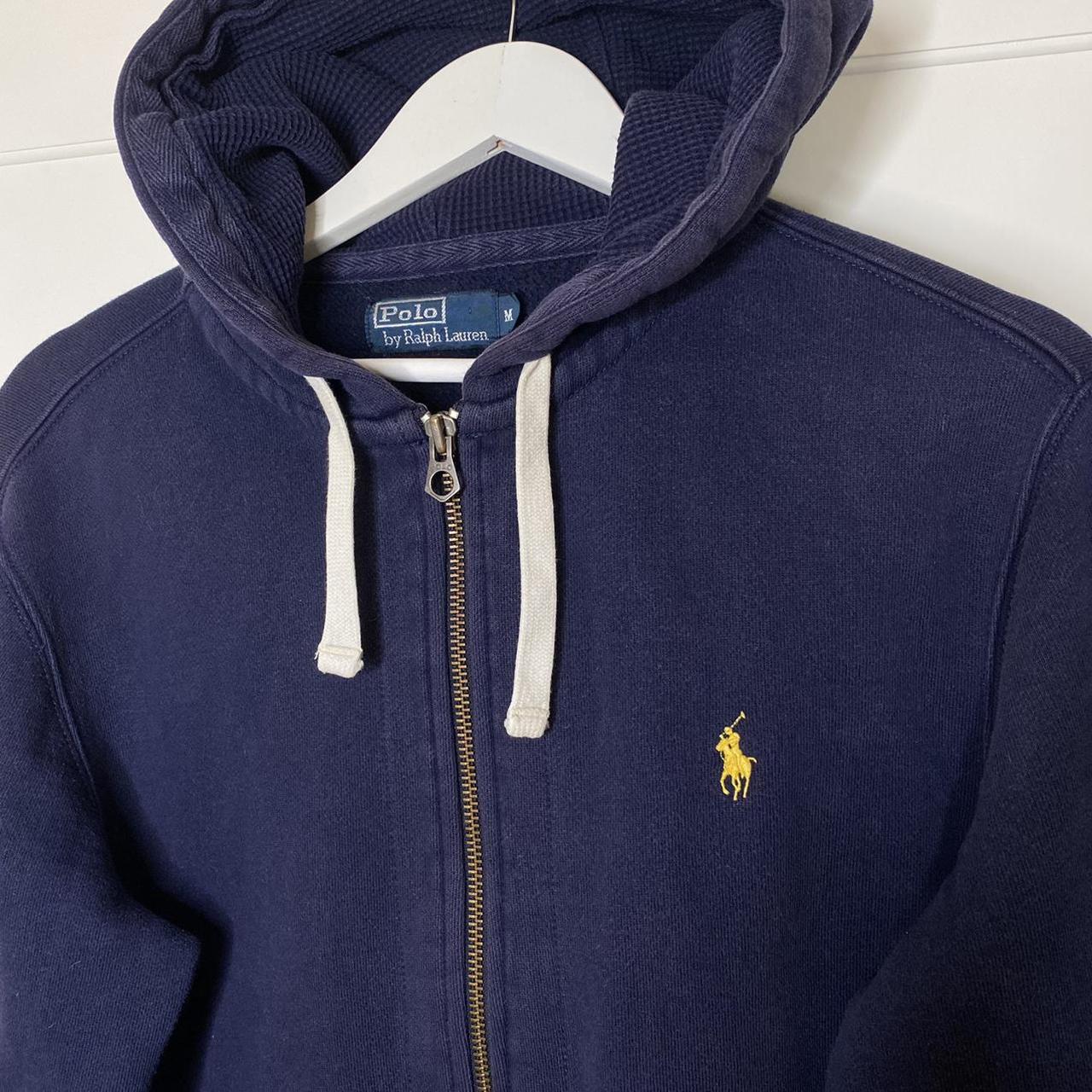 Ralph Lauren Zip up hoodie - navy blue with yellow... - Depop