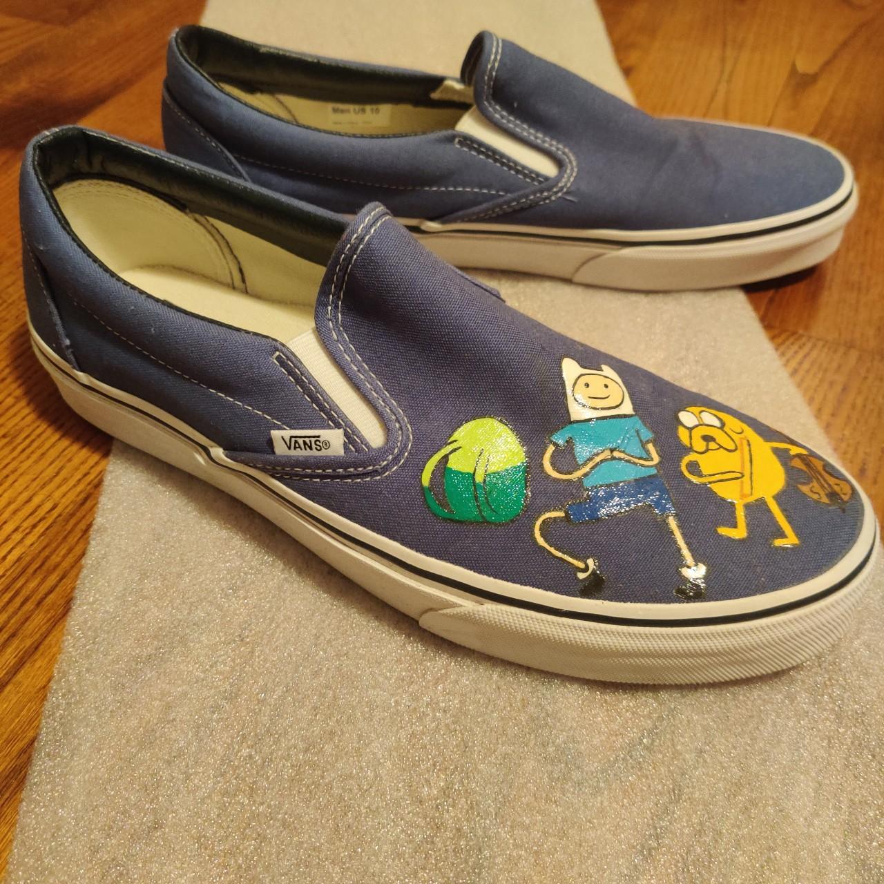 Een evenement Morse code hoop Adventure Time Custom Vans Navy Blue Shoes Cond:... - Depop