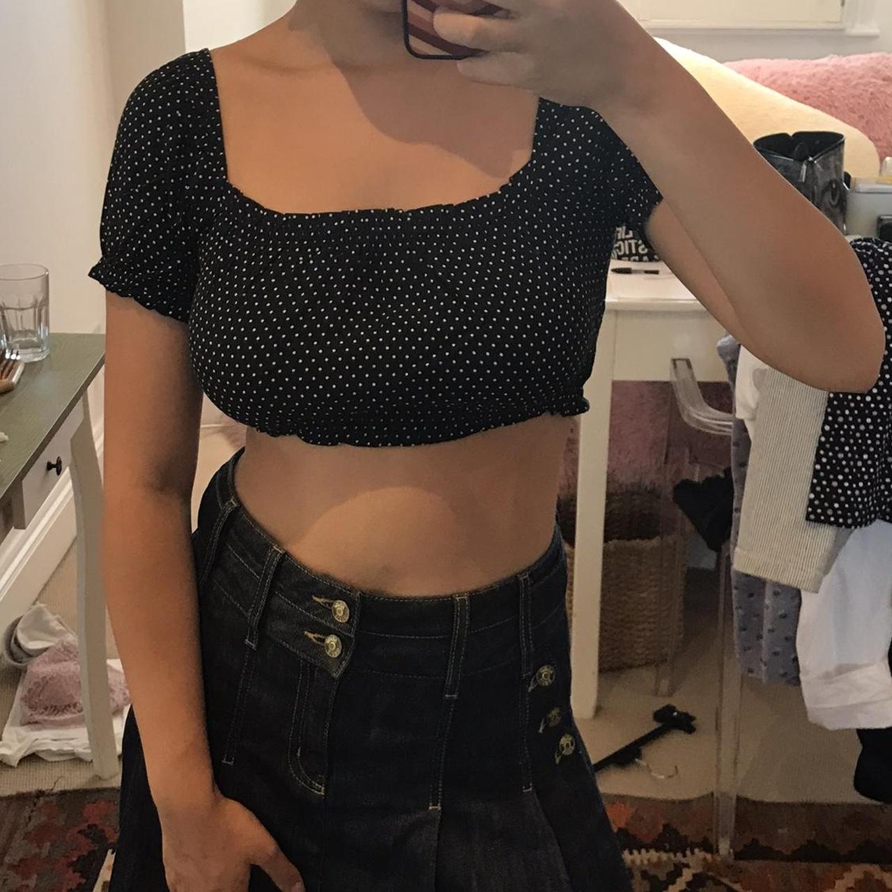 Polka Dot Bardot Milkmaid Top From Brandy Melville Depop