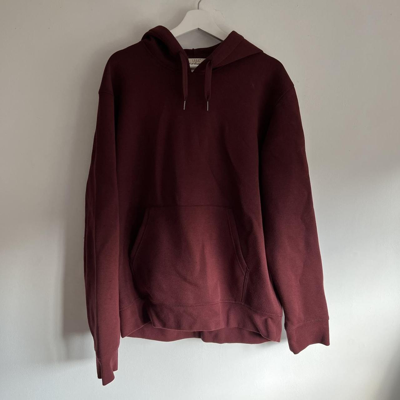 H&M Maroon Neopren Hoodie Size L Minor Defect On Sleeve - Depop