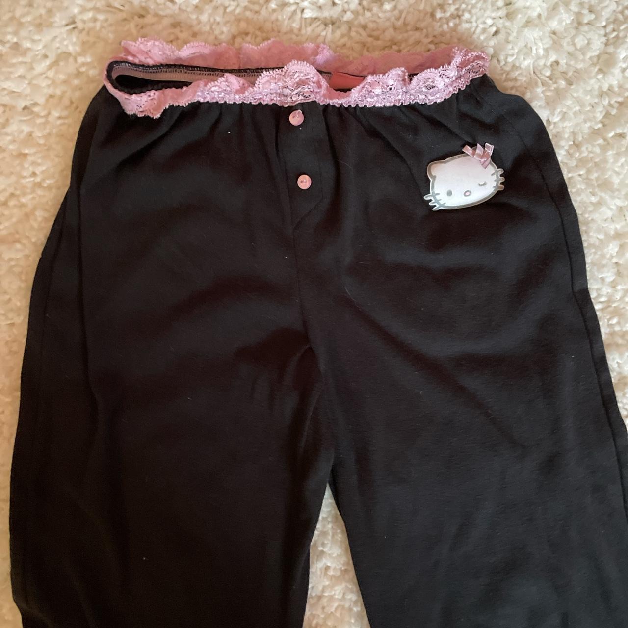 Hello Kitty Women's Black and Pink Trousers | Depop