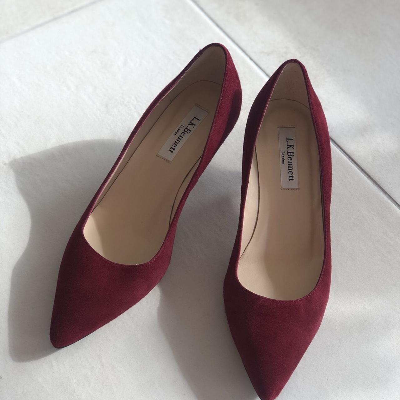 Burgundy Lk Bennett Kitten Heel Shoes Lk Bennett Suede Court Shoes