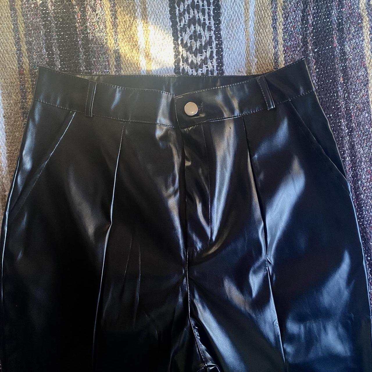 Faux Leather Flared Slit Pants 🕸 Size: Large (Will... - Depop