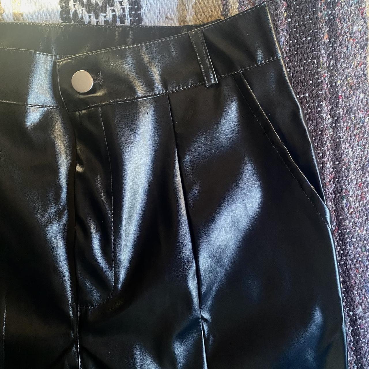 Faux Leather Flared Slit Pants 🕸 Size: Large (Will... - Depop