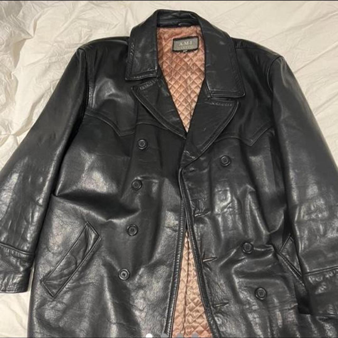 REAL LEATHER JACKET -AMI LDN WITH MISSING BUTTON ... - Depop