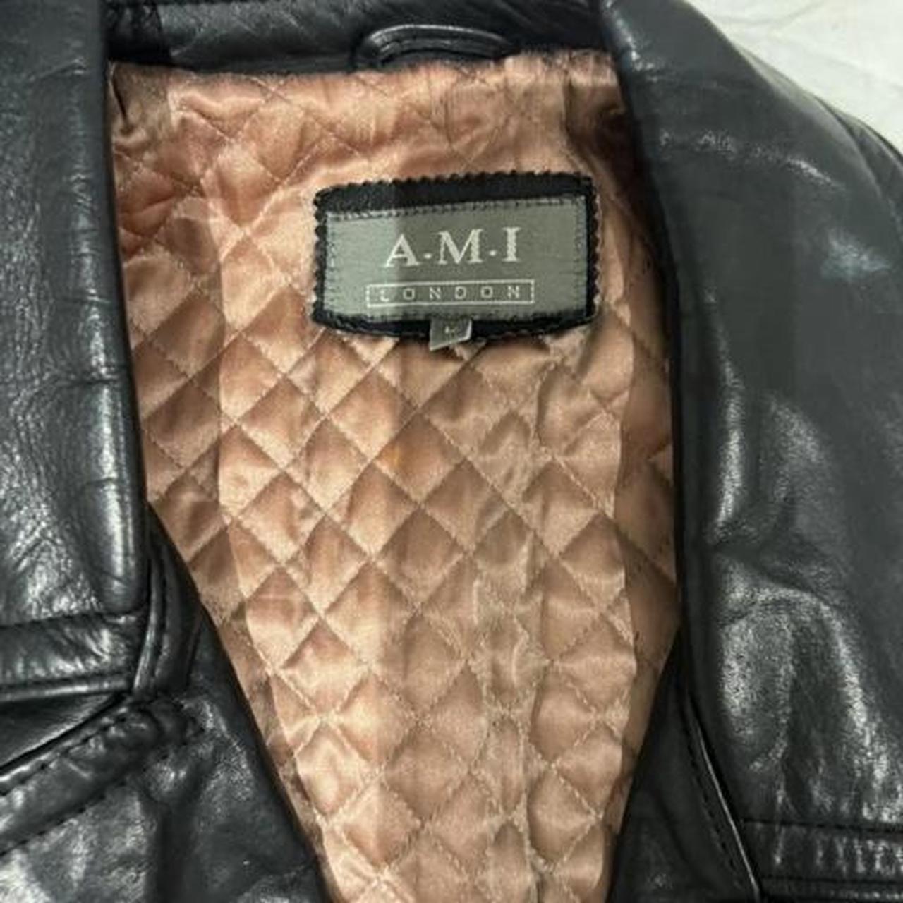 REAL LEATHER JACKET AMI LDN WITH MISSING BUTTON Depop