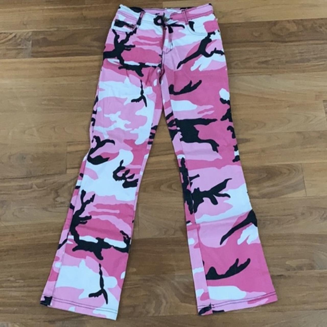 pink black and white camo pants