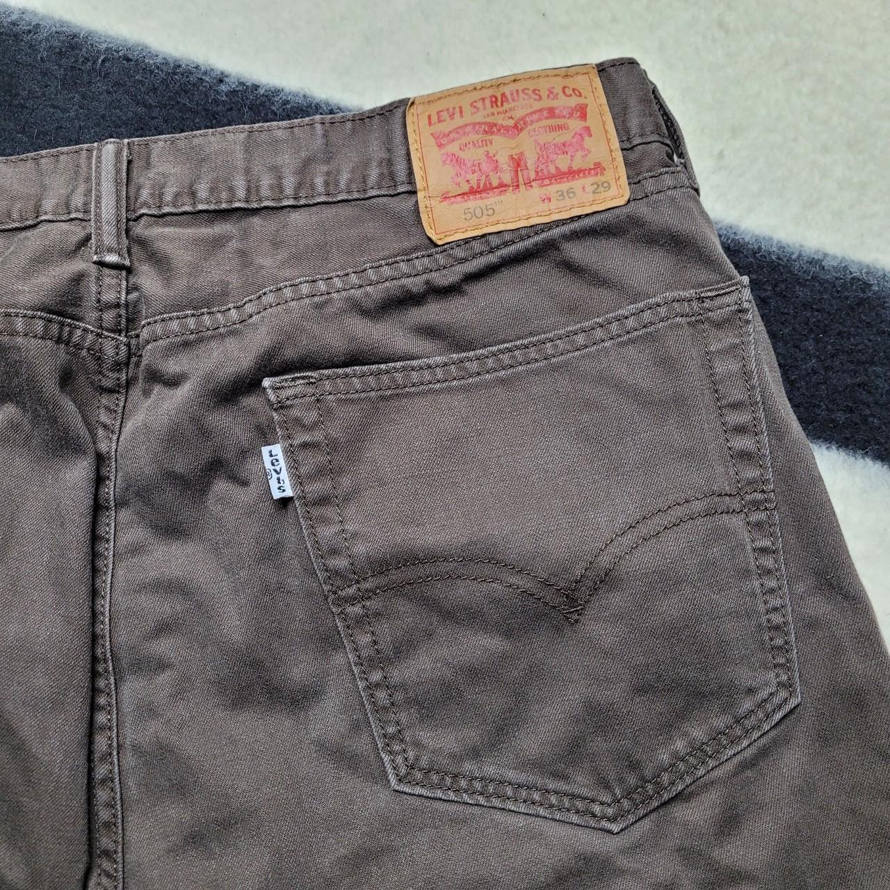 Vintage Y2K Levi's 505 Brown Denim White Tab Jeans - Depop