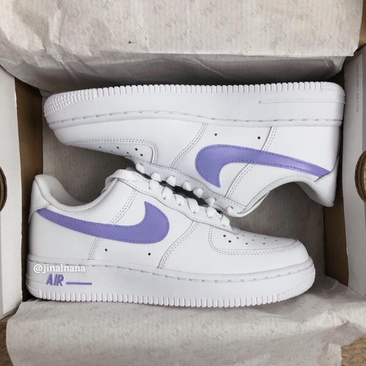 CUSTOM PURPLE AIR FORCE ONES (can change colors) 🦋... - Depop