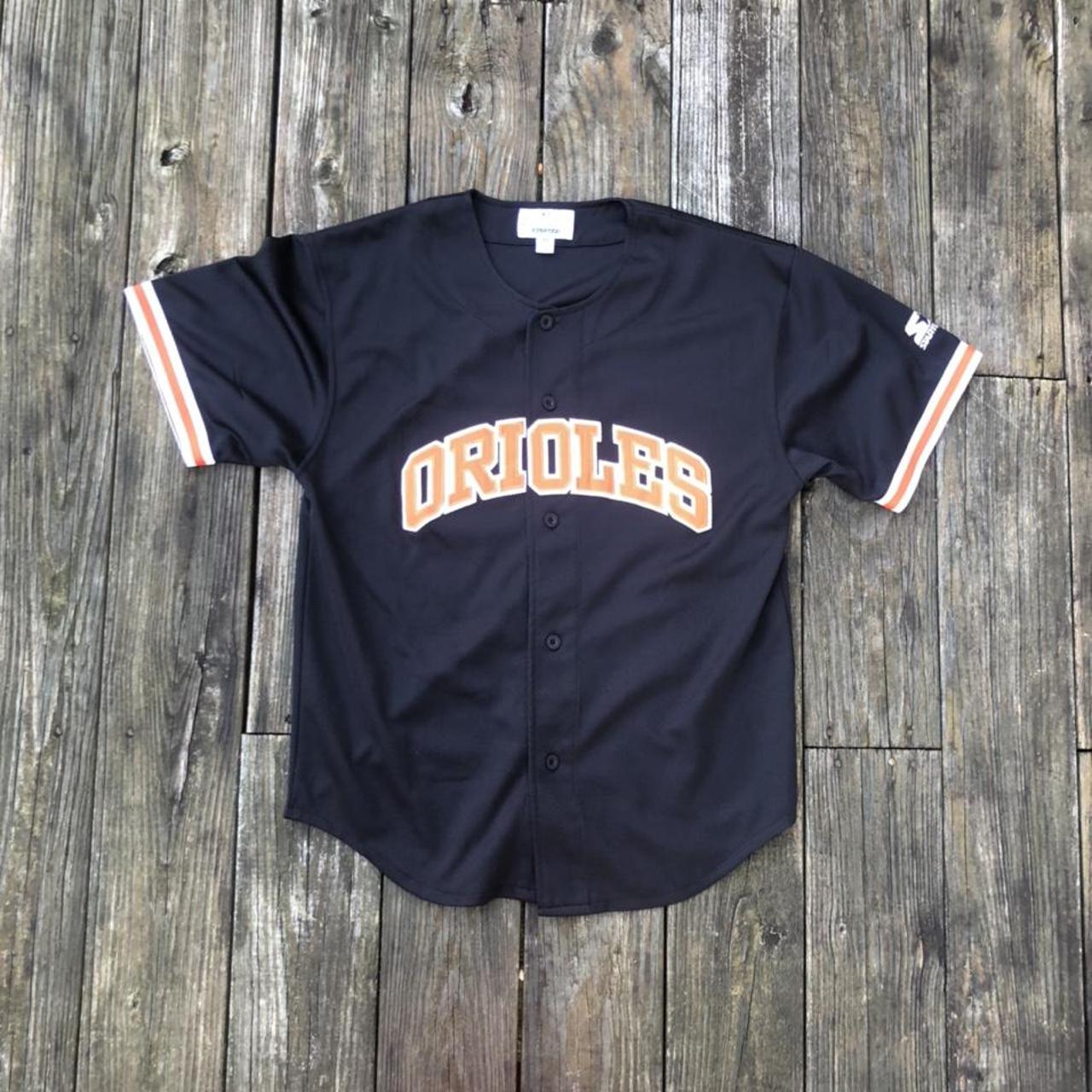 Vintage 90s starter black Orioles away jersey Orange - Depop