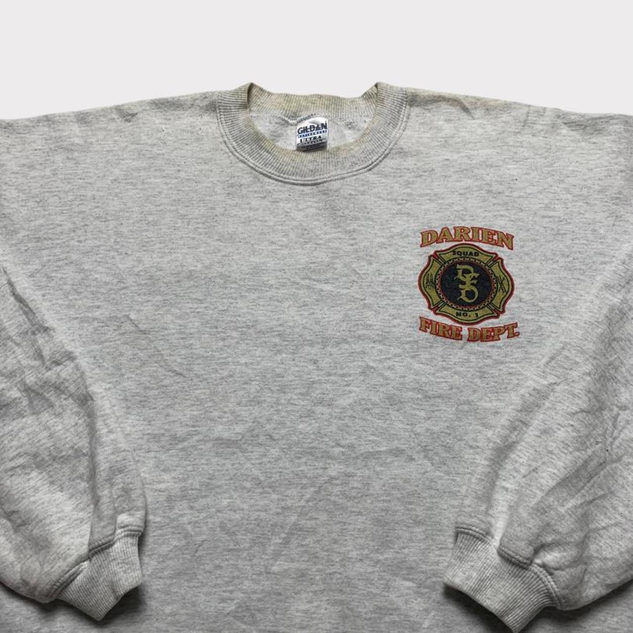 Vintage Grey Darien Fire Department Sweatshirt... - Depop