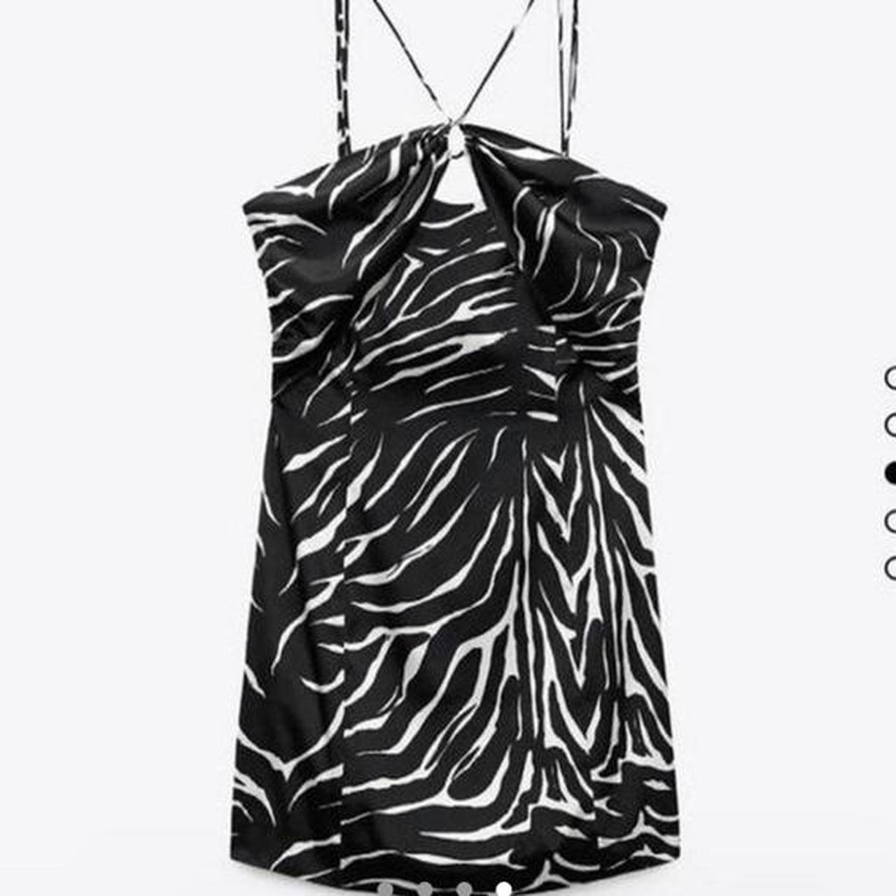 black and white zebra print Zara dress perfect... Depop