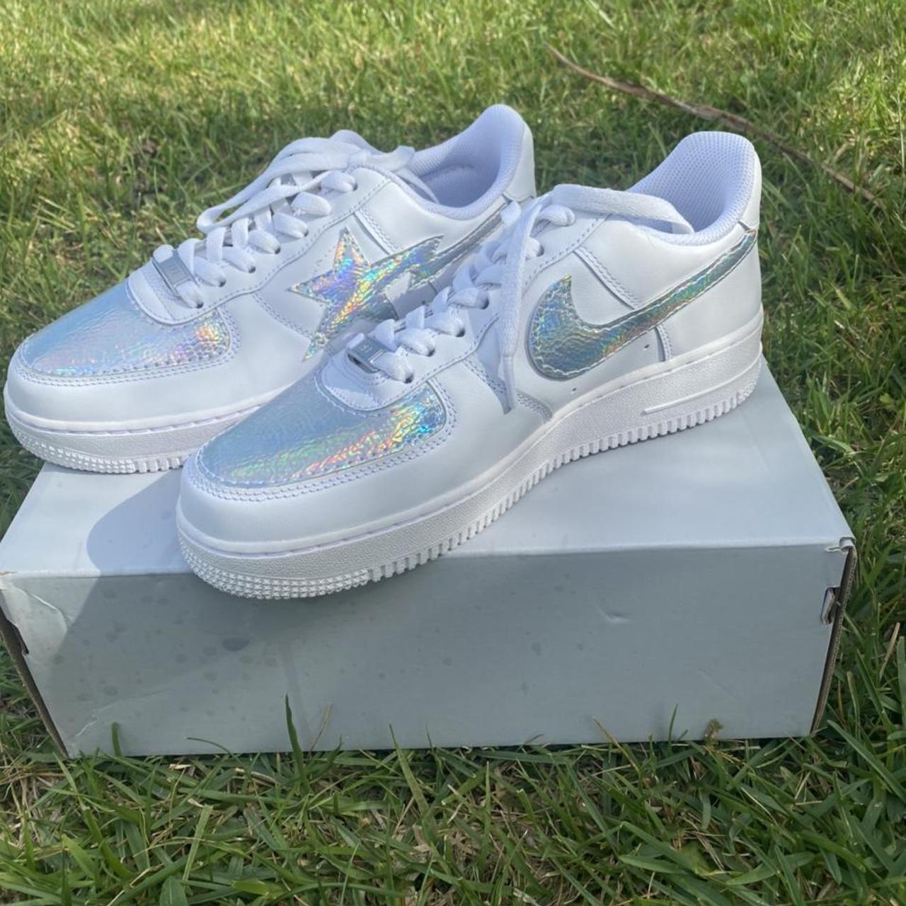 CUSTOM holographic Air Forces! Perfect condition.... - Depop