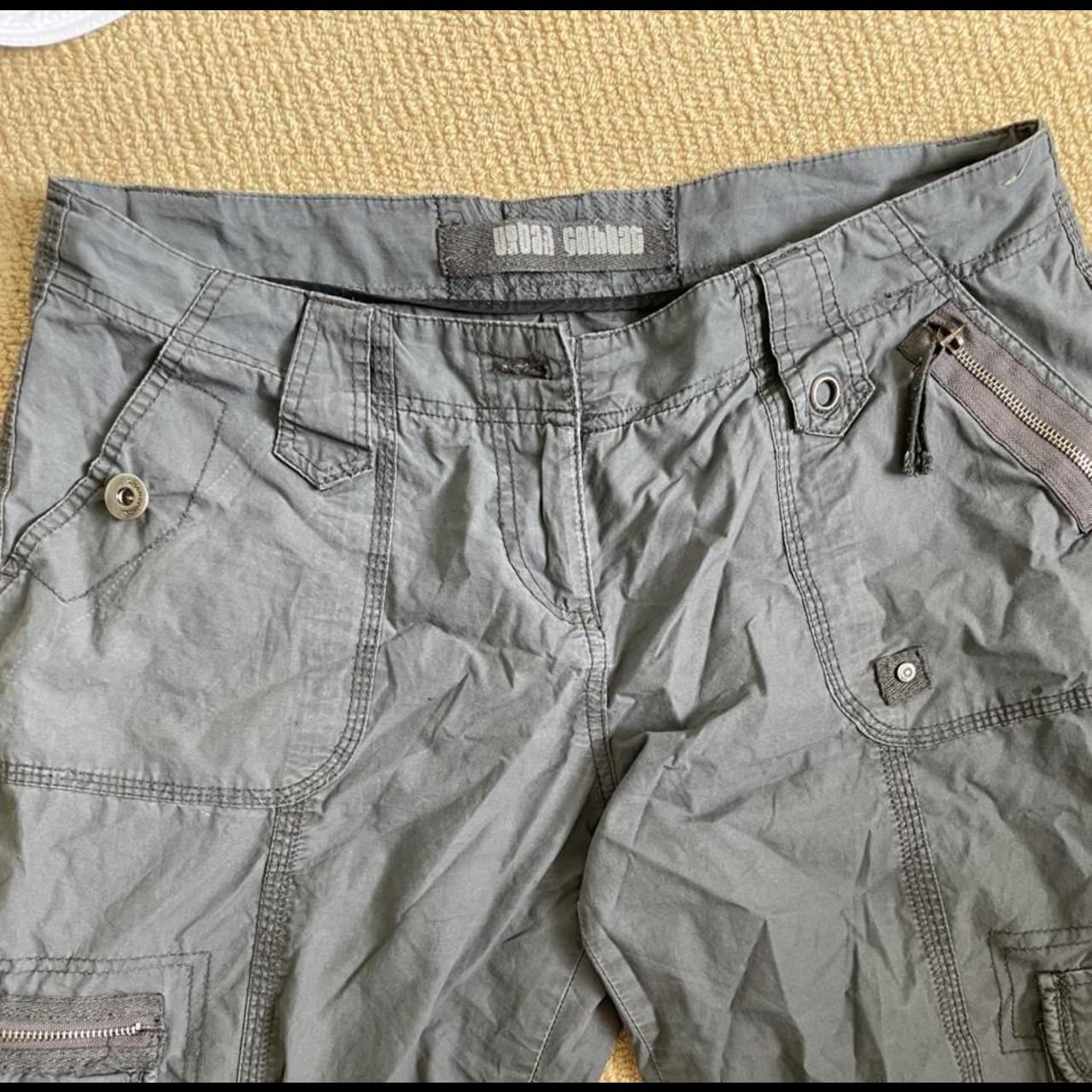 y2k trousers grey cargo / combat trousers tag says... - Depop