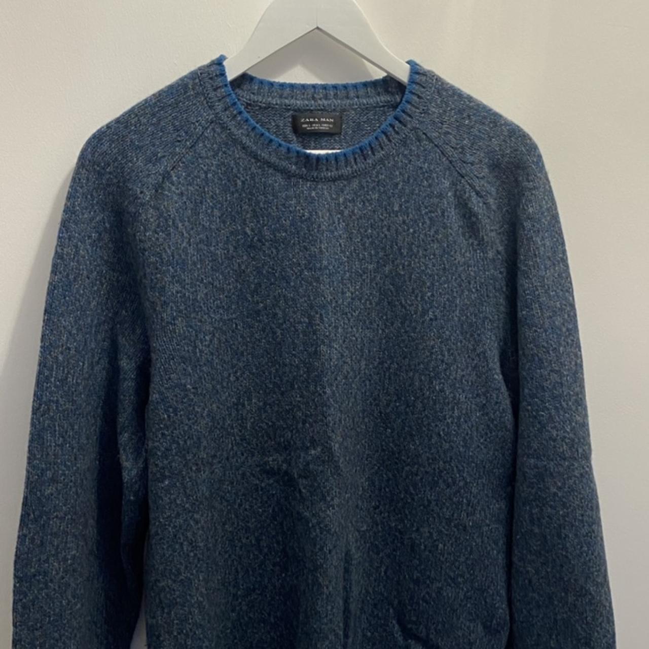 Zara Men's Blue and Navy Jumper | Depop