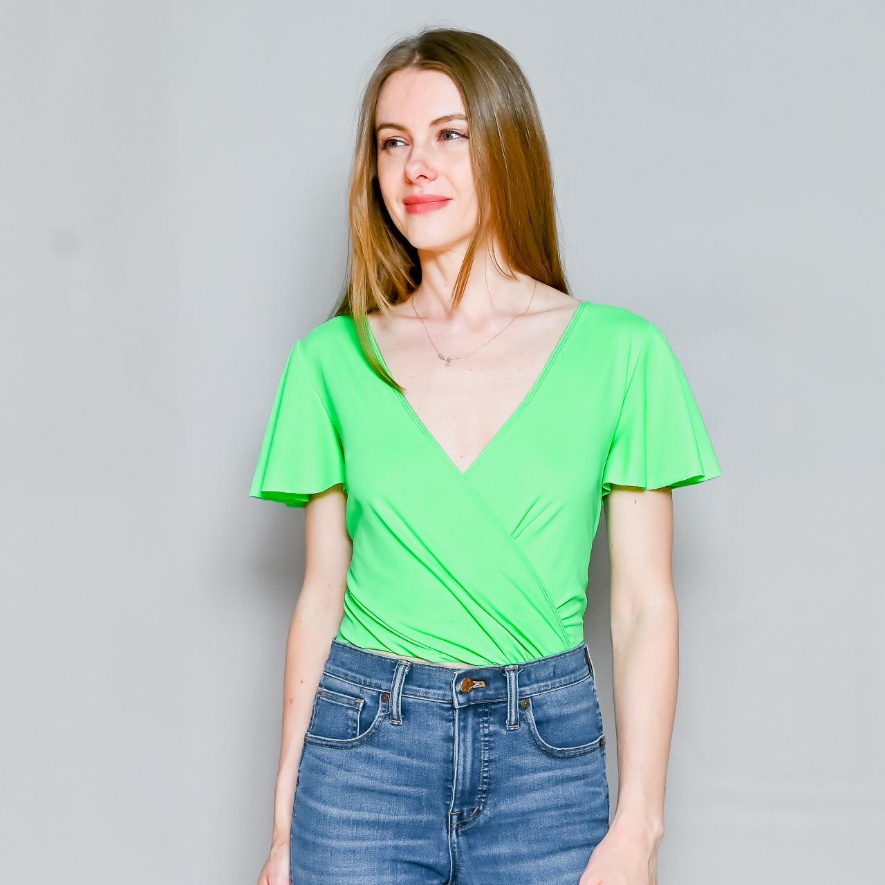 Amanda Uprichard Neon Green Elle Stretch Crossover Depop