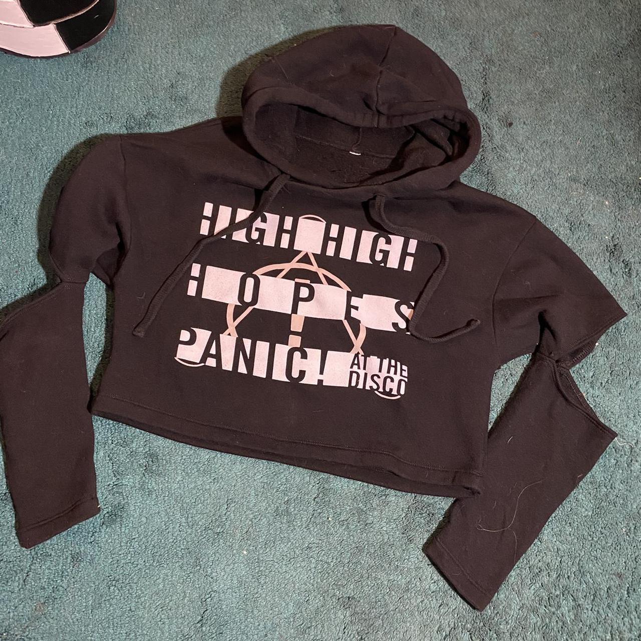 Panic at the discount disco cropped hoodie