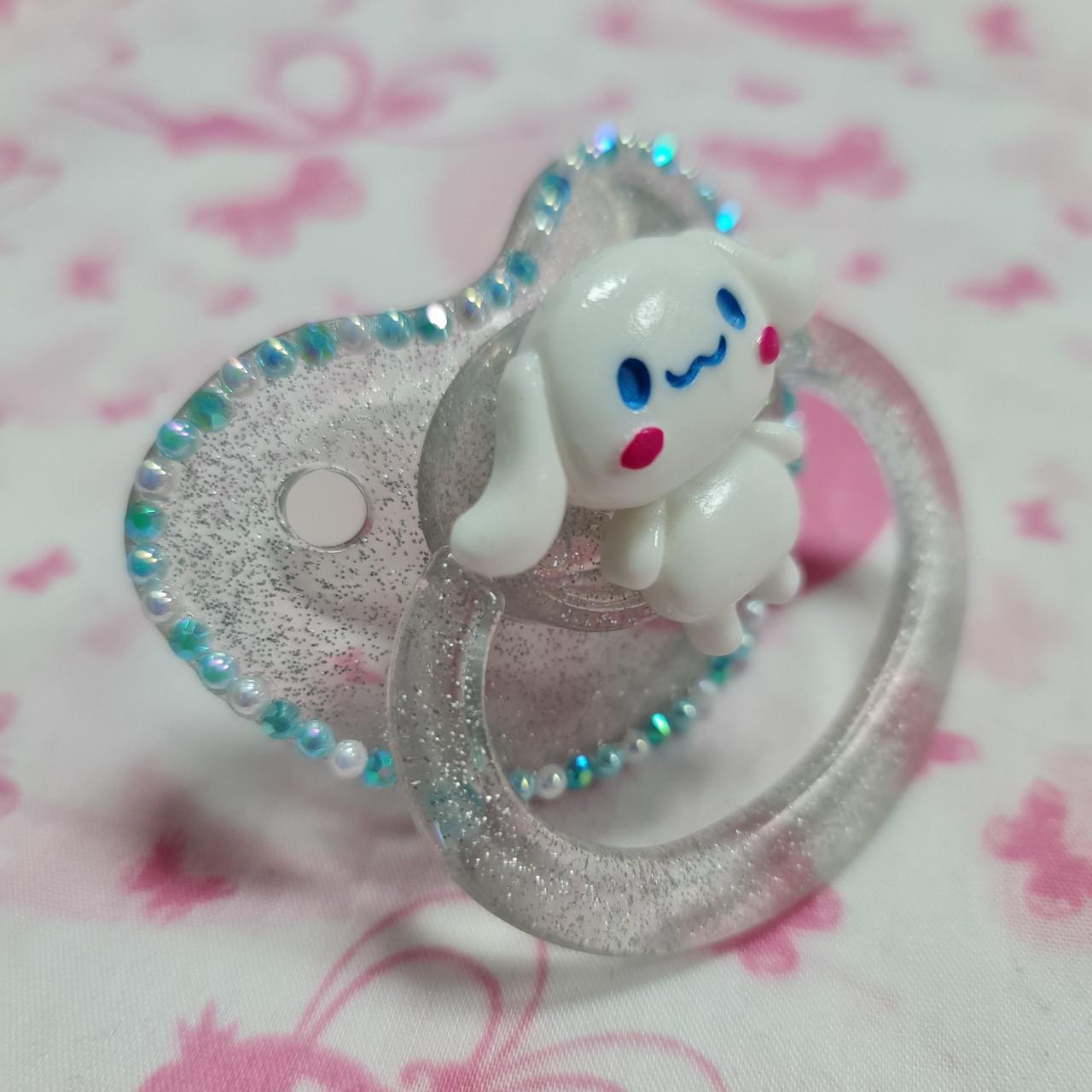 Clear Blue Sparkle Cinnamoroll Themed Pacifier Hand Depop