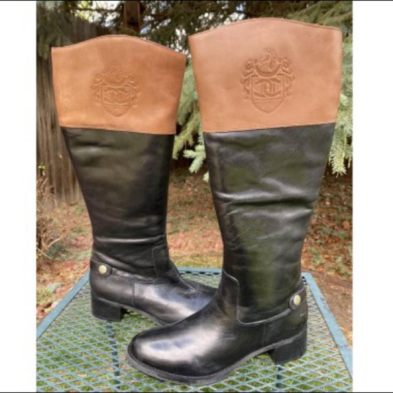 E CHIP LEATHER RIDING BOOTS by Etienne Aigner Free