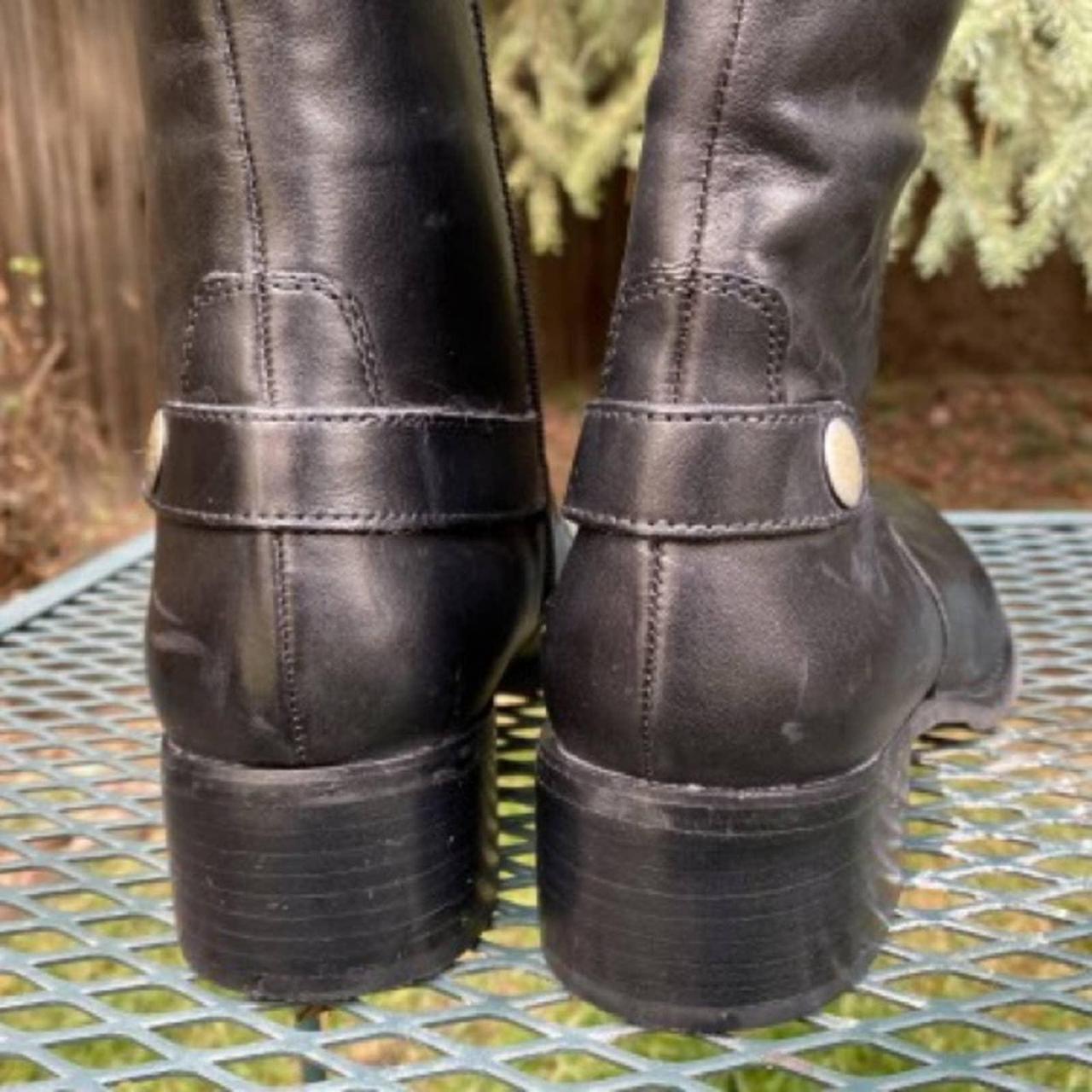 E CHIP LEATHER RIDING BOOTS by Etienne Aigner Free Depop