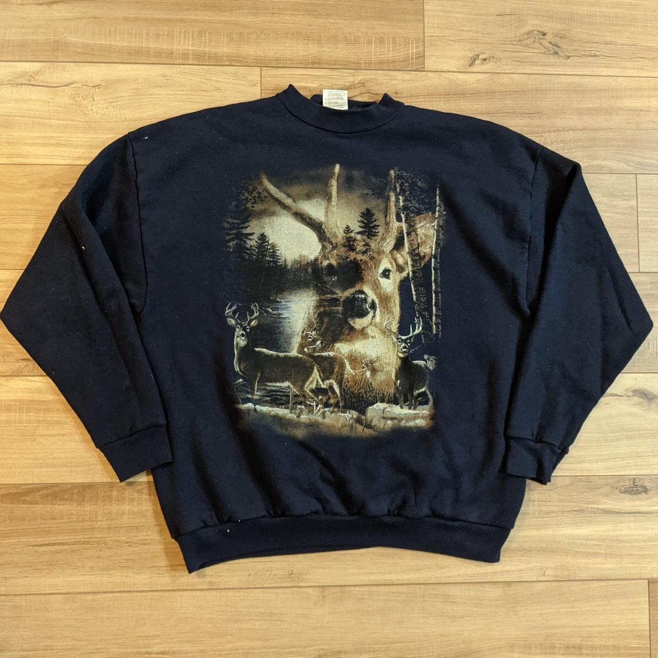 Vintage nature crewneck Big front deer print Tultex... - Depop