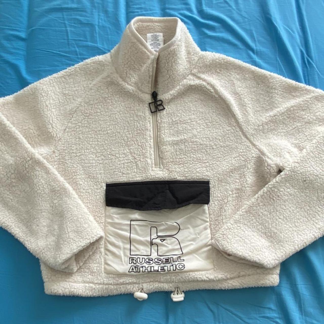 Russel athletic quarter zip drawstring cropped... Depop