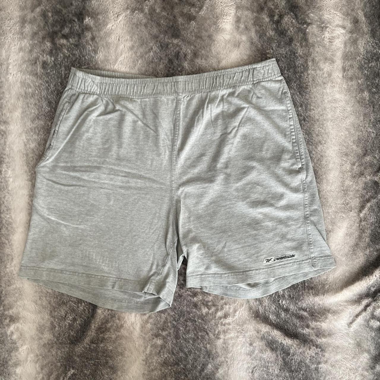 Reebok vintage grey shorts elastic waistband size... - Depop