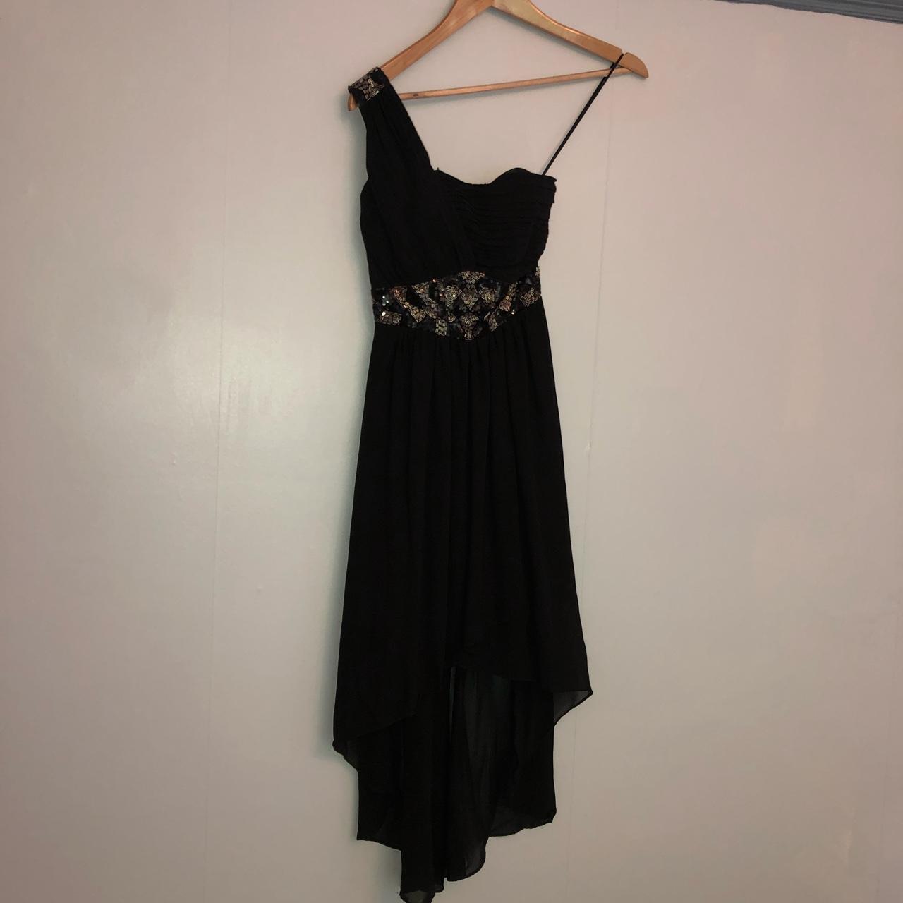 Jane Norman one shoulder black short to long dress,... - Depop