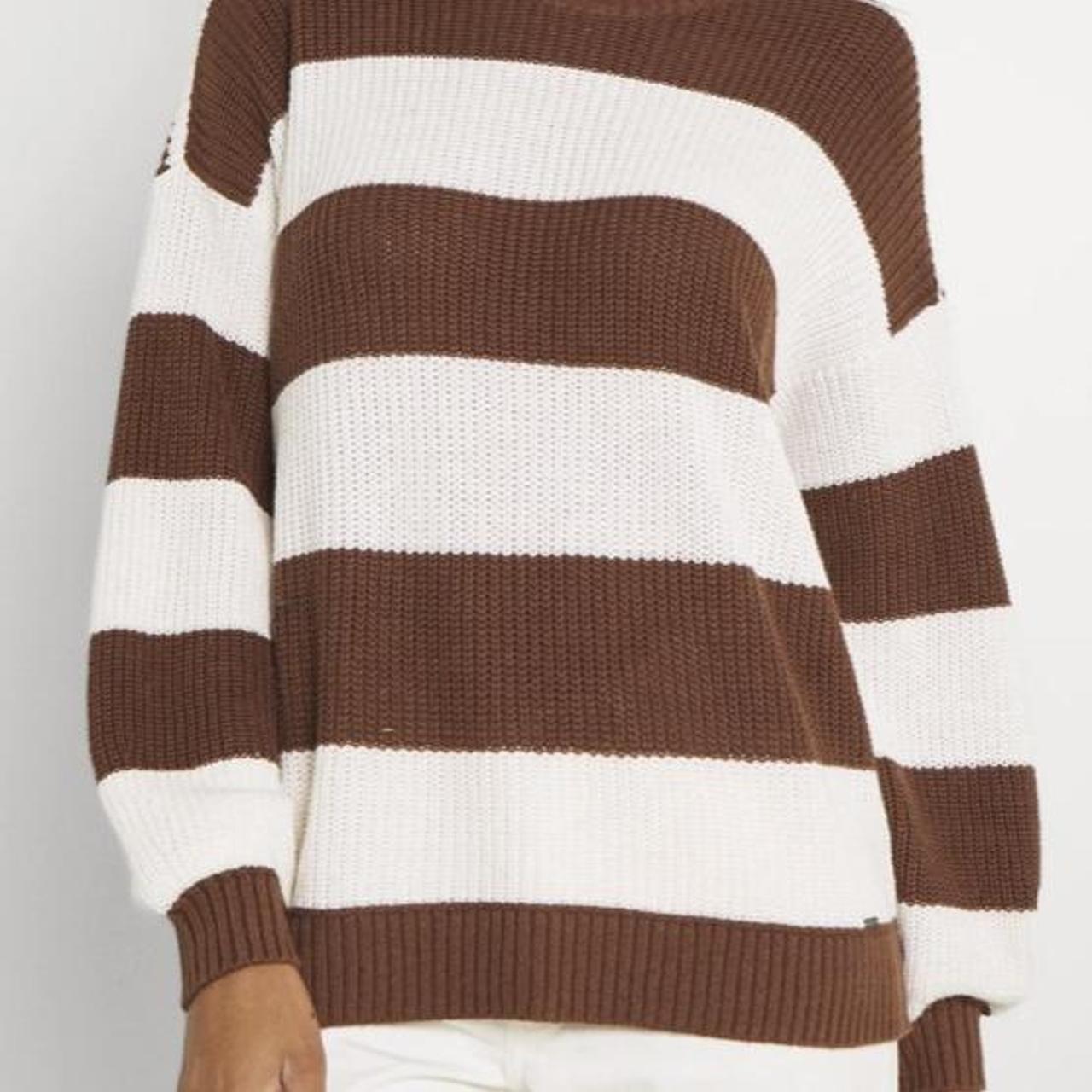 Hollister Brown and White Oversized Crew