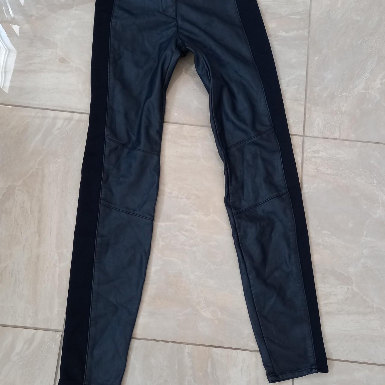 H&M black Faux Leather pants size size 4 New with tags - Depop