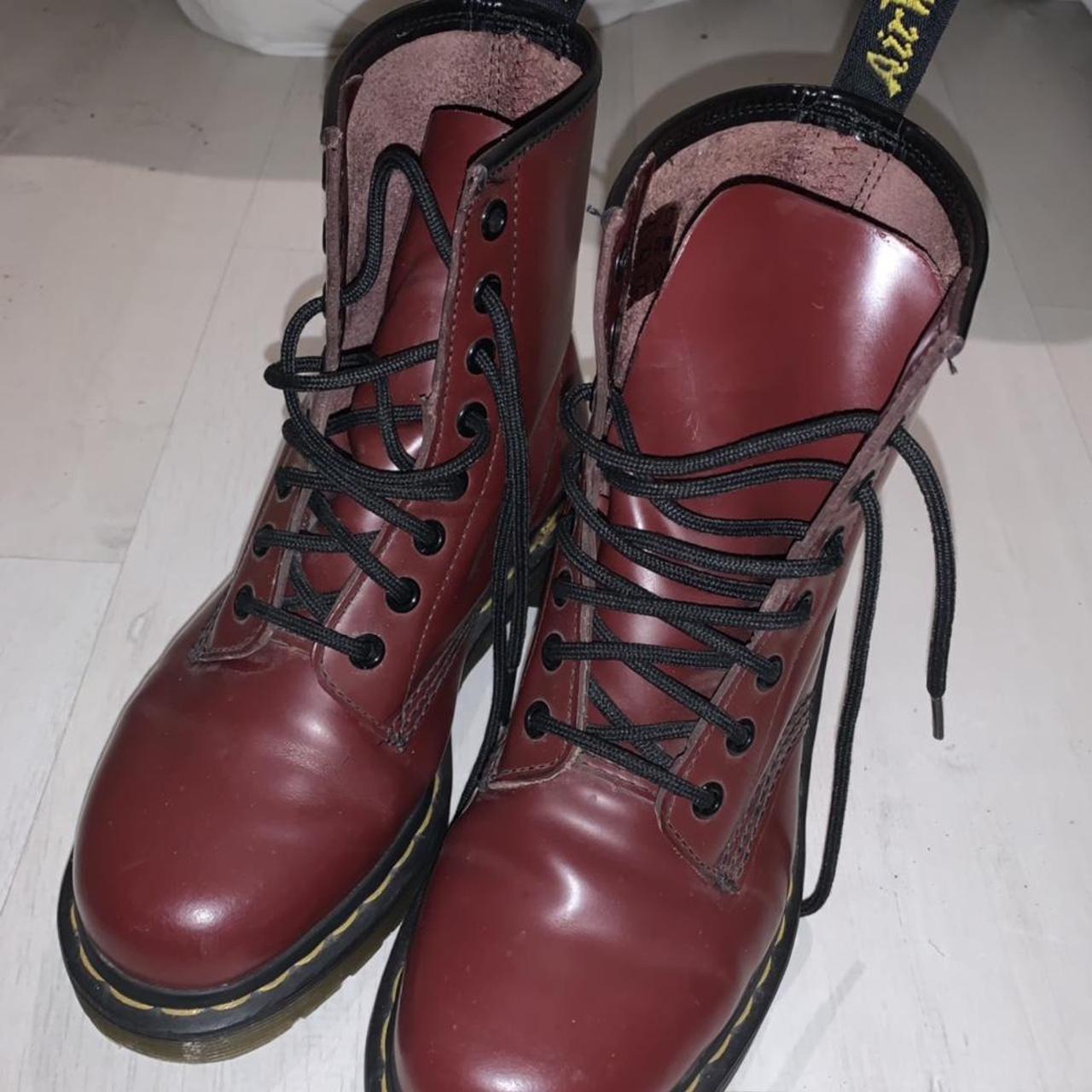 Doc Martens 1460 Cherry Red Smooth Leather... - Depop