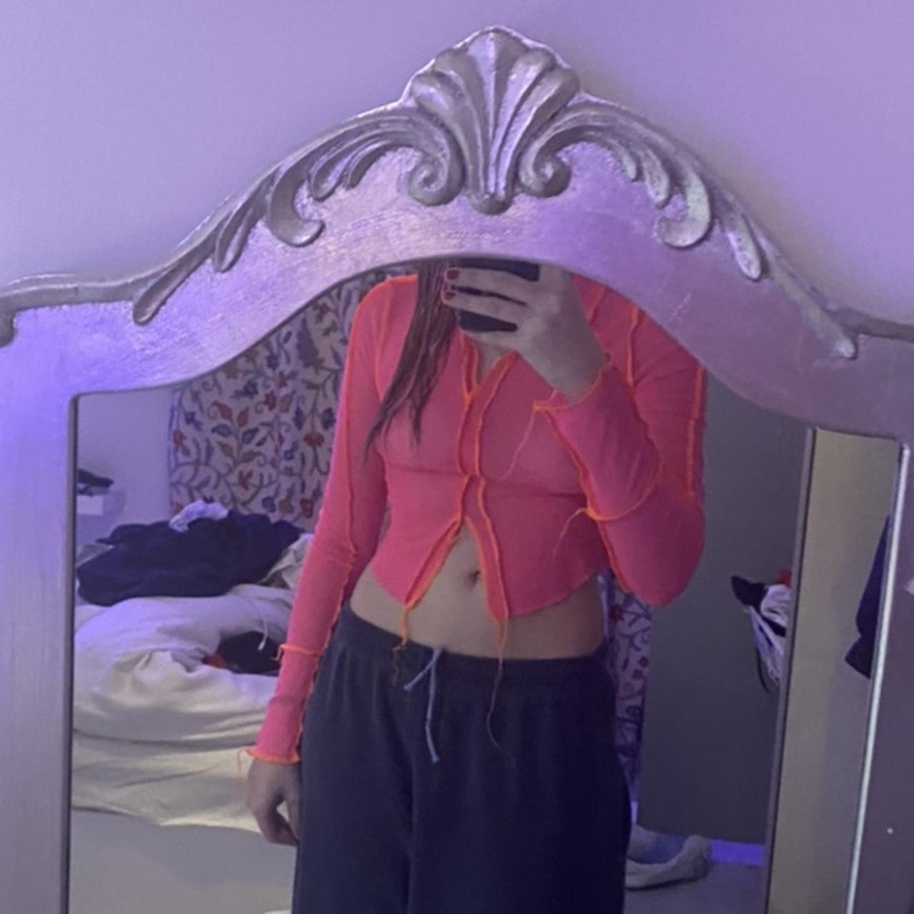 Long sleeve mesh top with overlooked edges. Super in... - Depop