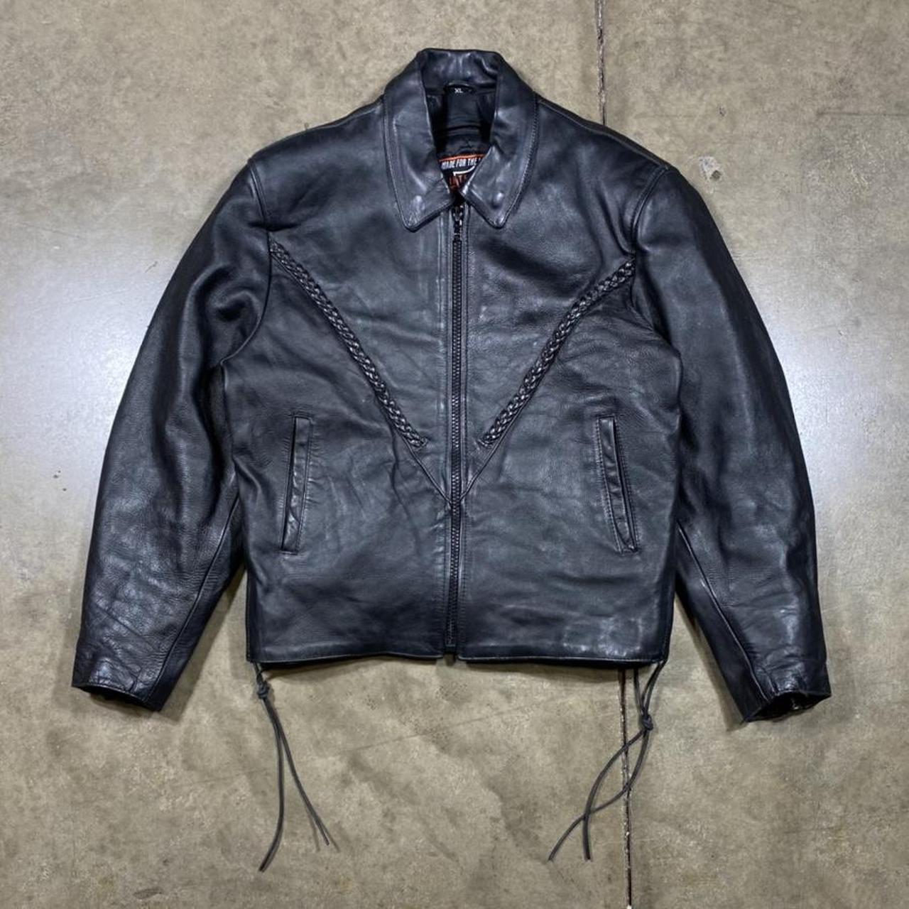 Vintage leather biker jacket. Vintage leather... - Depop