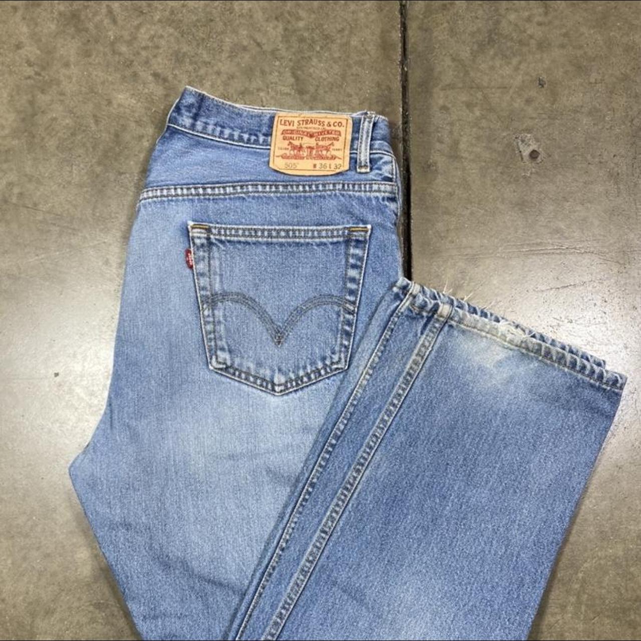 Levis 505 denim jeans. Light wash Levi’s denim... - Depop