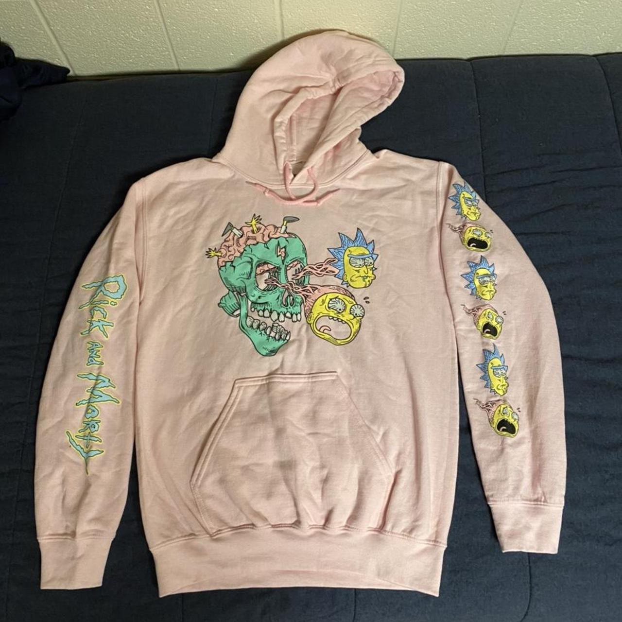 rick and morty pink hoodie small... - Depop