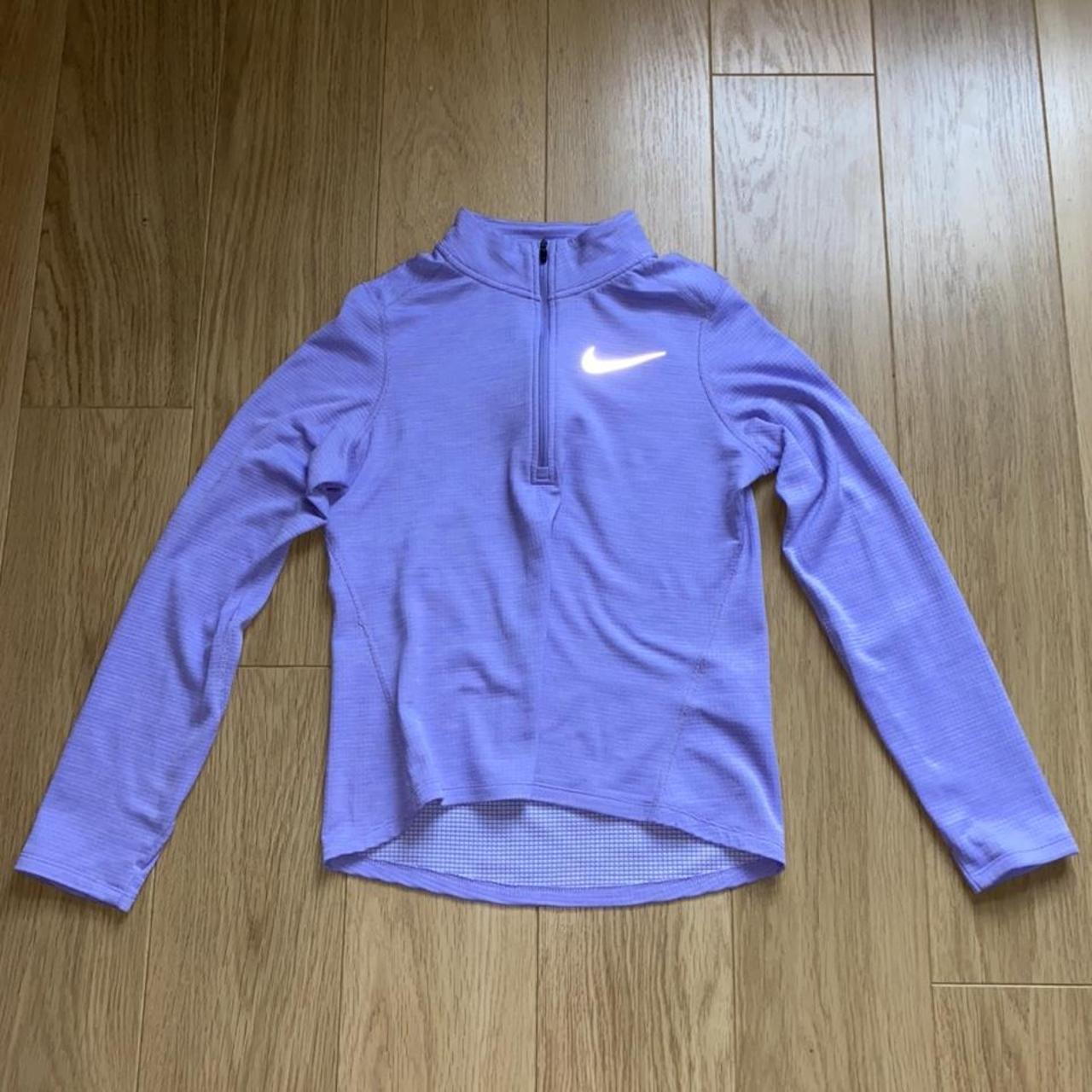 kids purple nike quarter zip lovely purple colour... - Depop