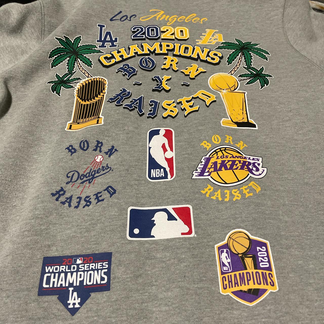Born X Raised Dodgers & Lakers New Era Shirt L Los Angeles 2020 LA  Champions