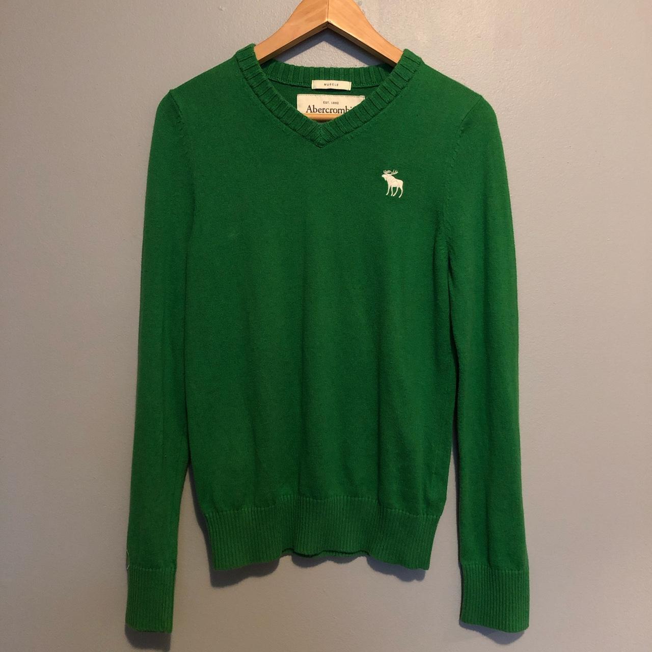 green abercrombie & fitch mens v neck cashmere... - Depop