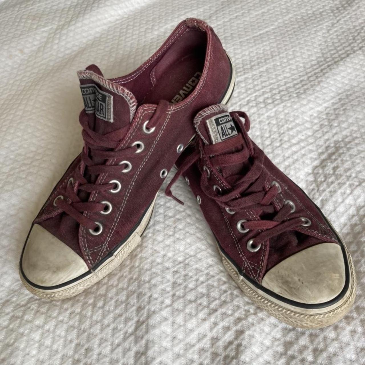 Maroon converse low tops size 40 EU. Sick skate... - Depop