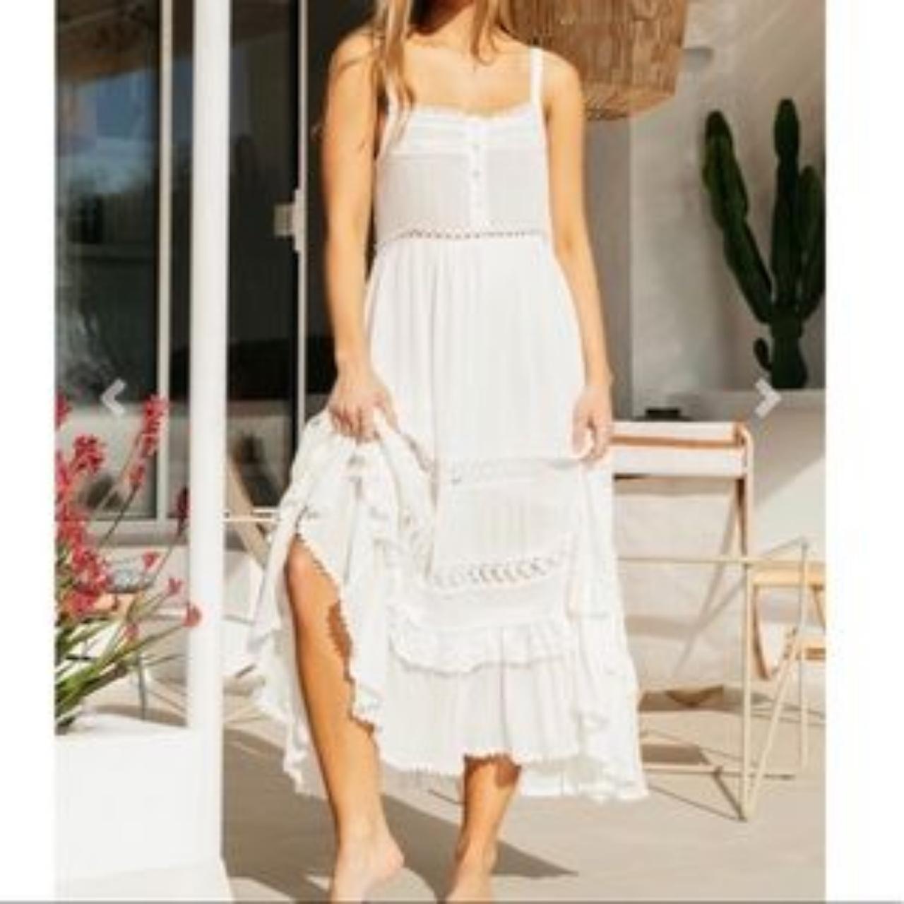 Crochet gypsy midi dress Color white. Relaxed fit.... Depop