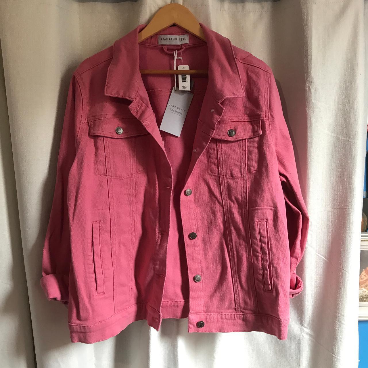Suzanne Grae denim jacket pink size 3XL 99% cotton - Depop