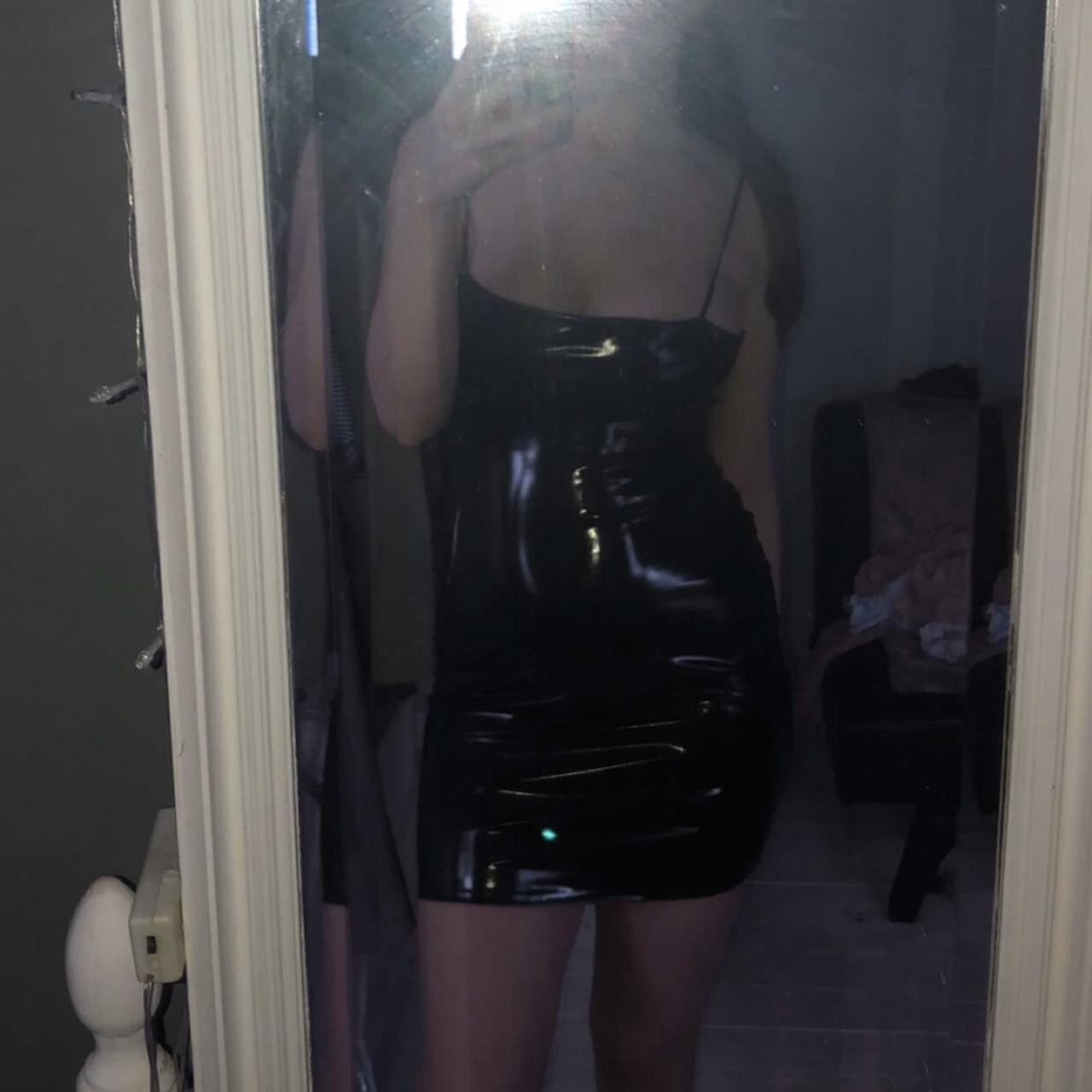 Black latex hotsell dress missguided