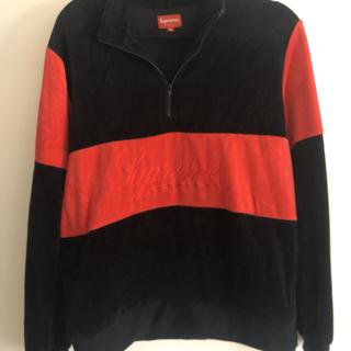 Supreme velour half zip sweatshirt in size medium. - Depop