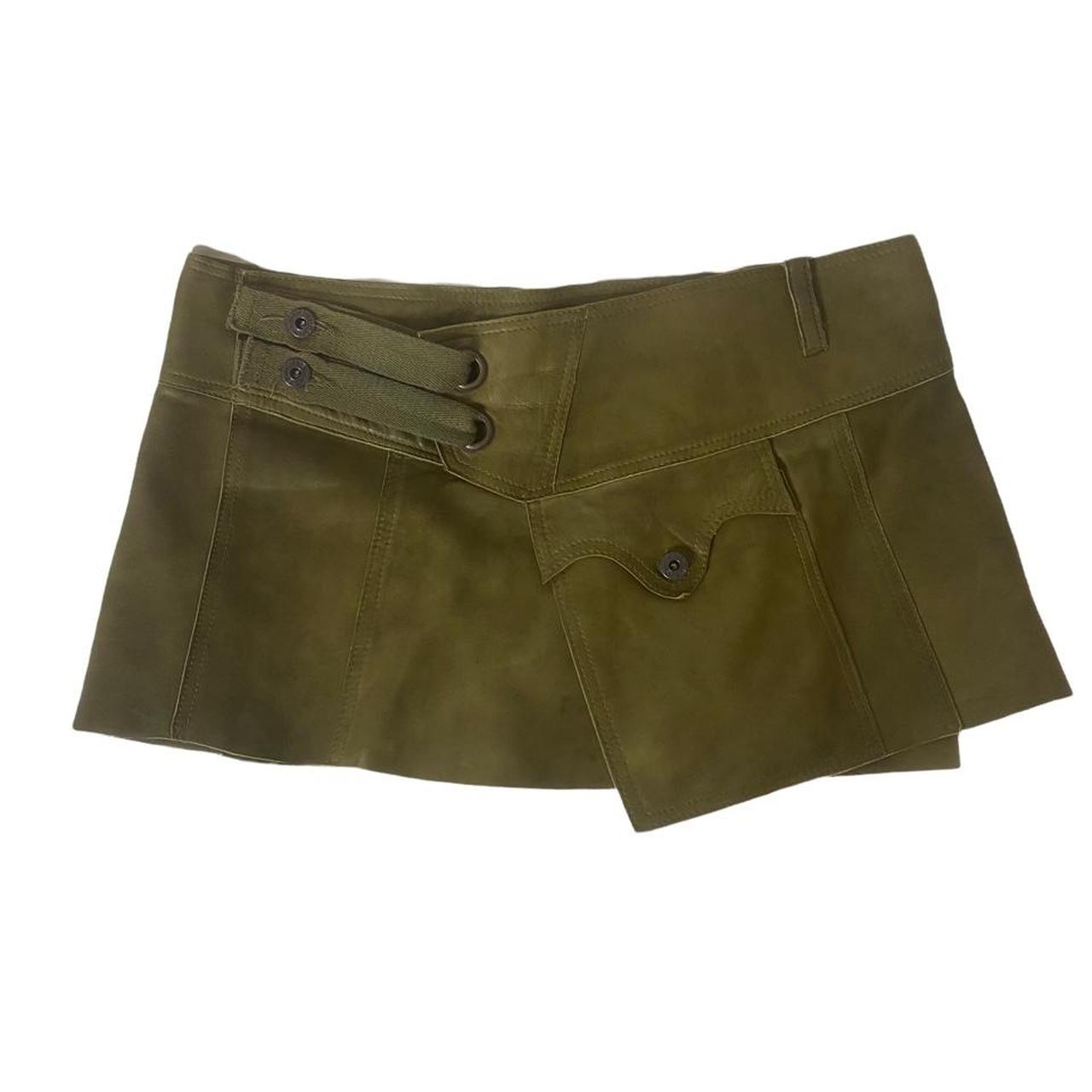 Diesel leather green mini skirt Archive vintage... - Depop