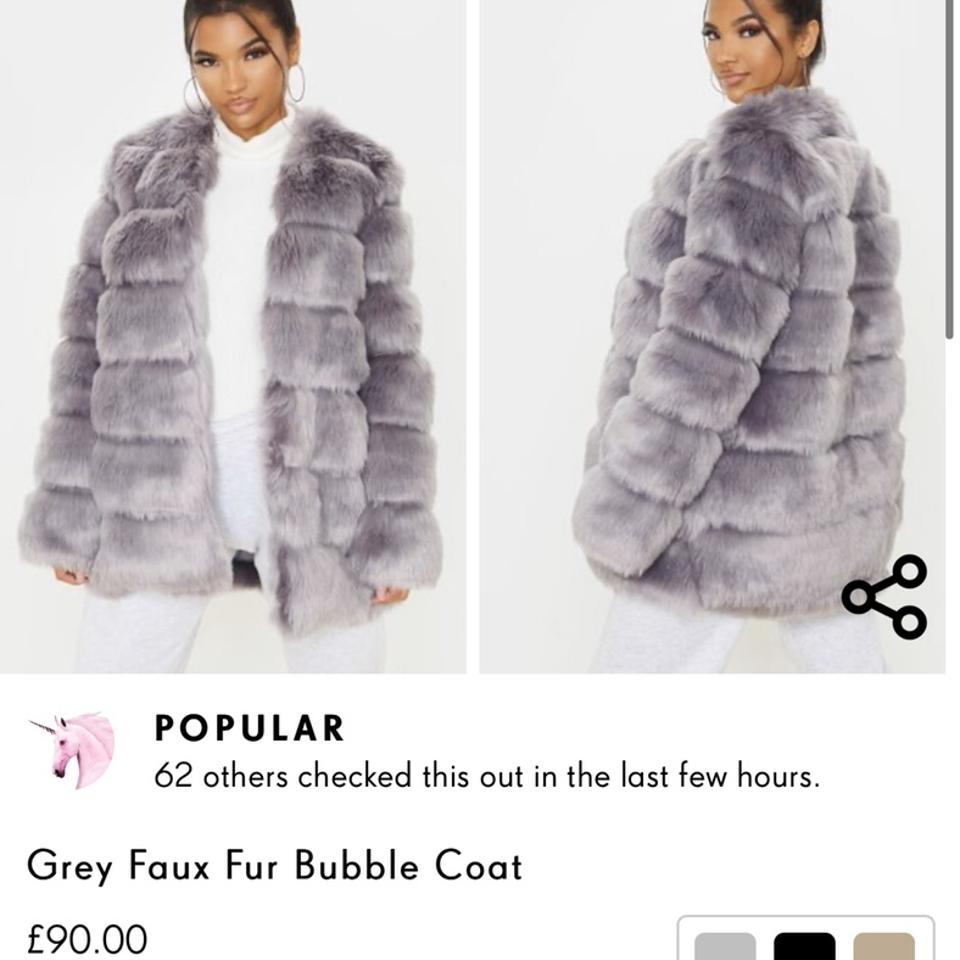 Grey faux fur bubble on sale coat