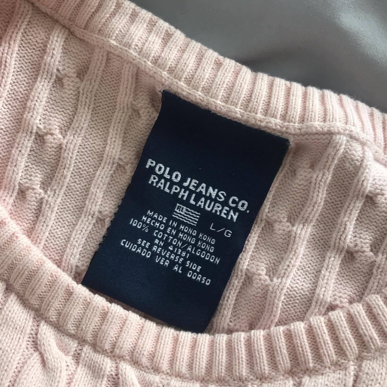 VINTAGE Polo Ralph Lauren baby pink knit... - Depop