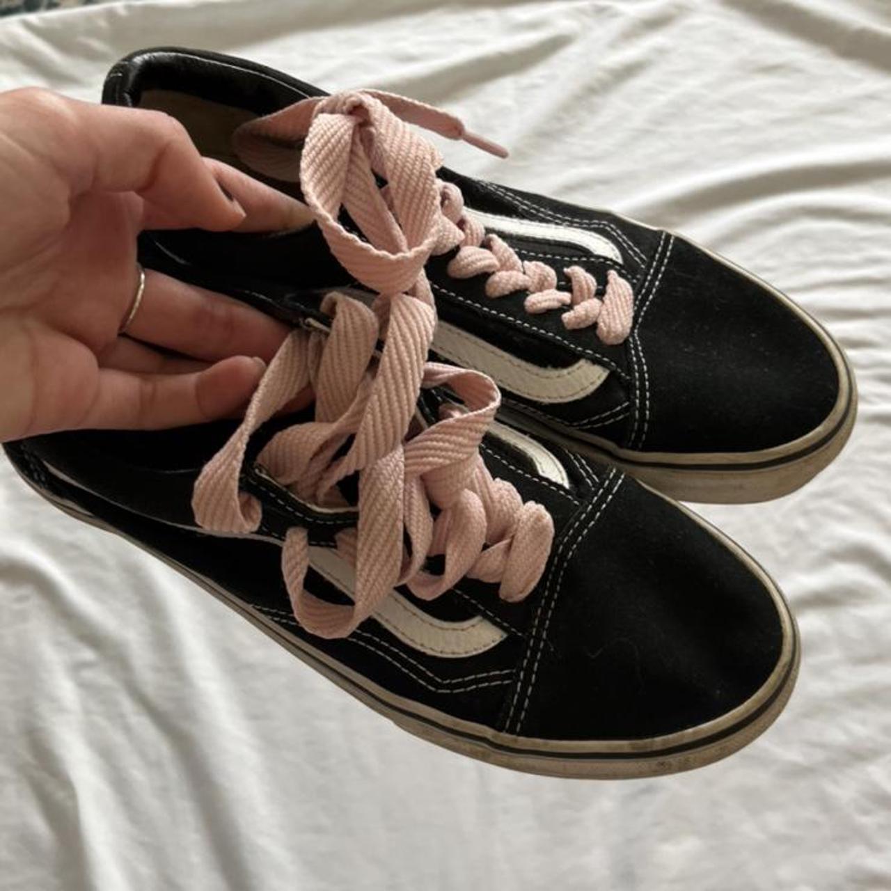 black vans with pink laces