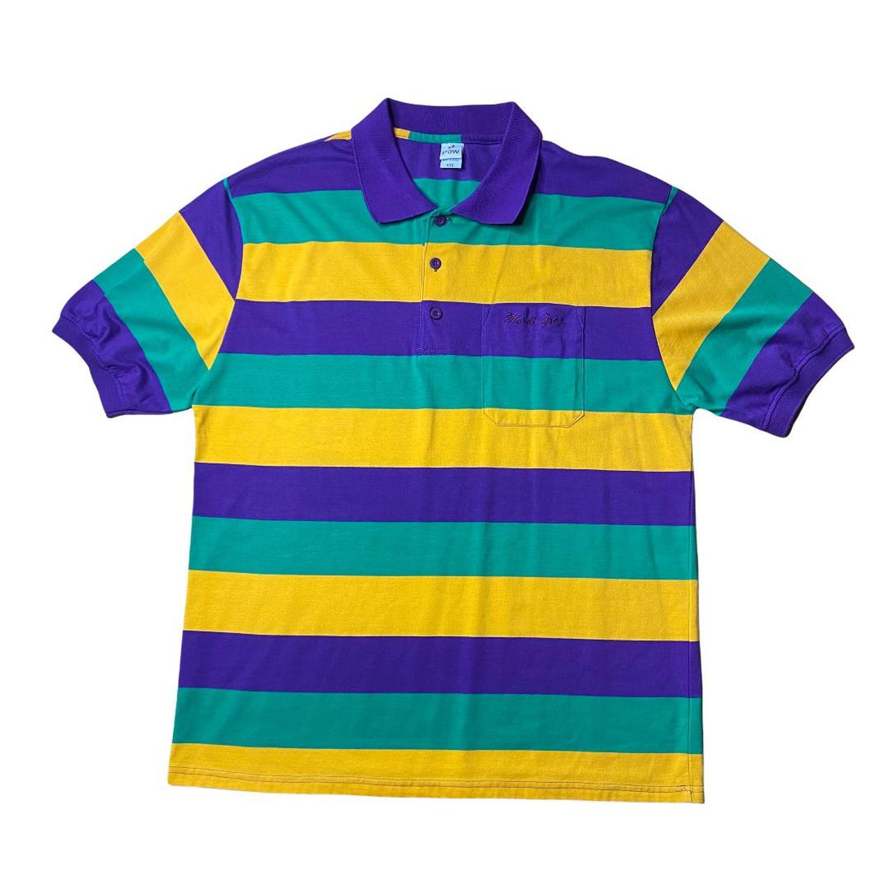 Vintage Mardi Gras polo shirt Embroidered... - Depop