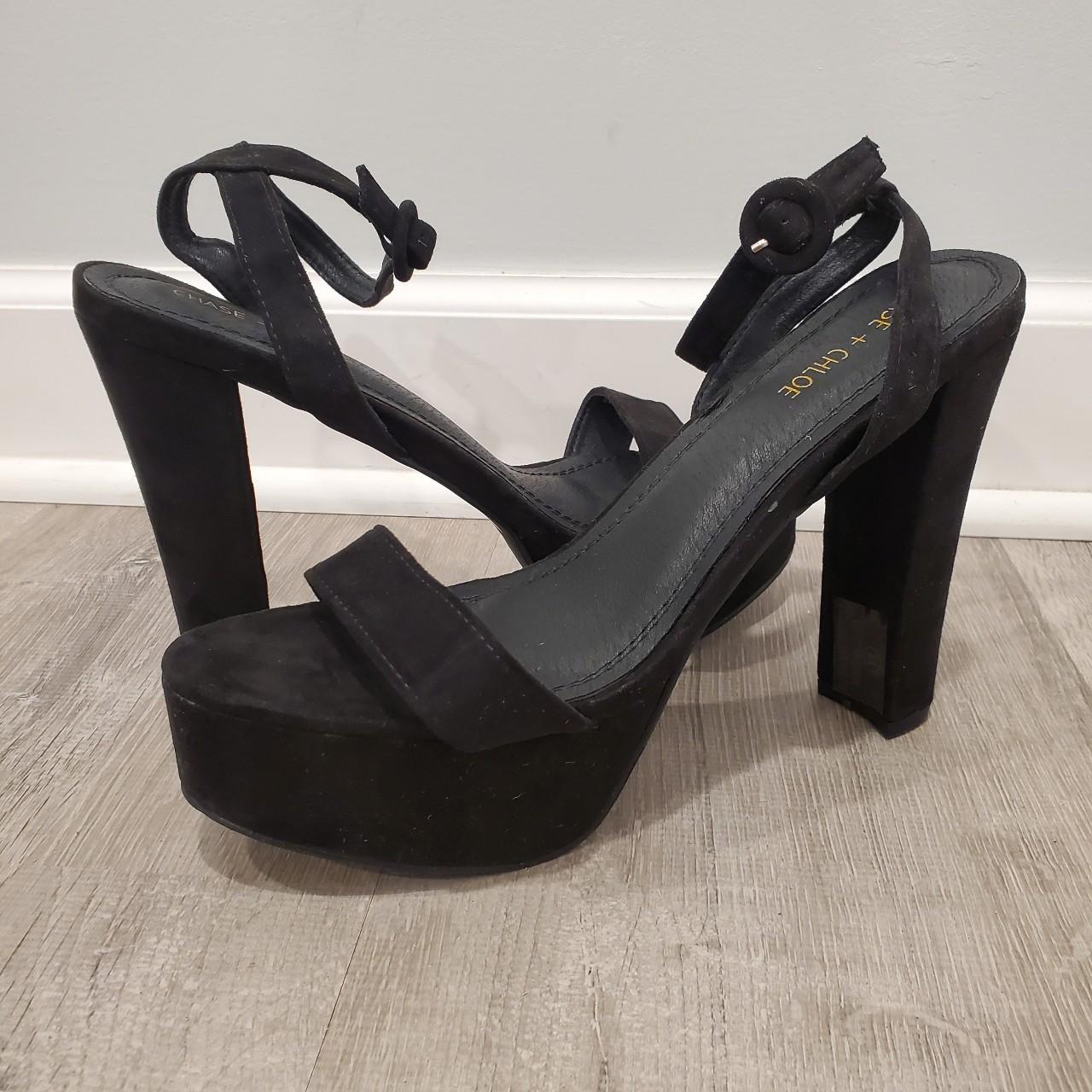 NEW Chase and Chloe Addy Black Faux Suede Heels Size... - Depop