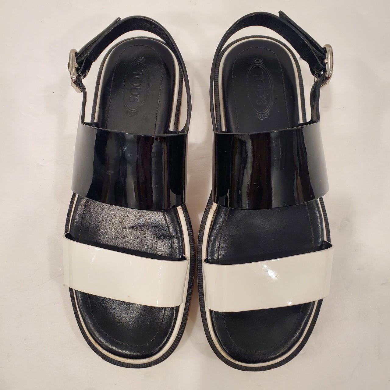 Tods Women's Black and White Sandals | Depop